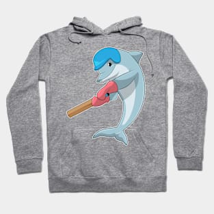 Dolphin at Cricket with Cricket bat Hoodie